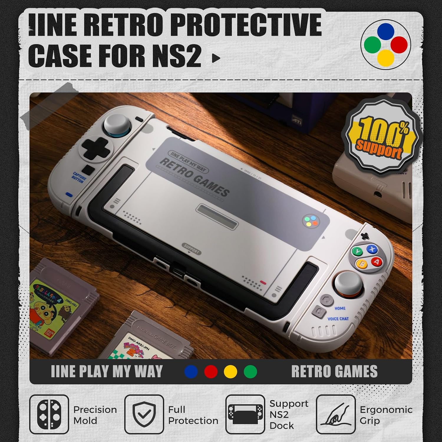 IINE 레트로 SFC 테마 풀 바디 핸드헬드 슬리브, - Gaming Console Buttons 리뷰 및 가격